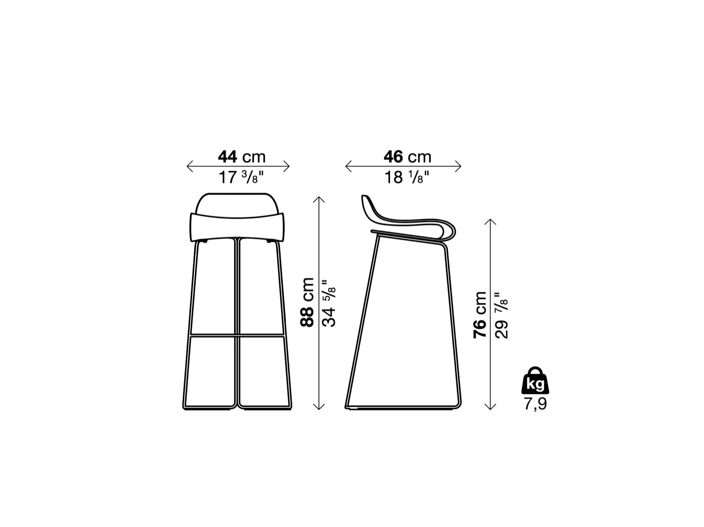 BCN Slide Base 高腳椅吧台椅 座高 76cm