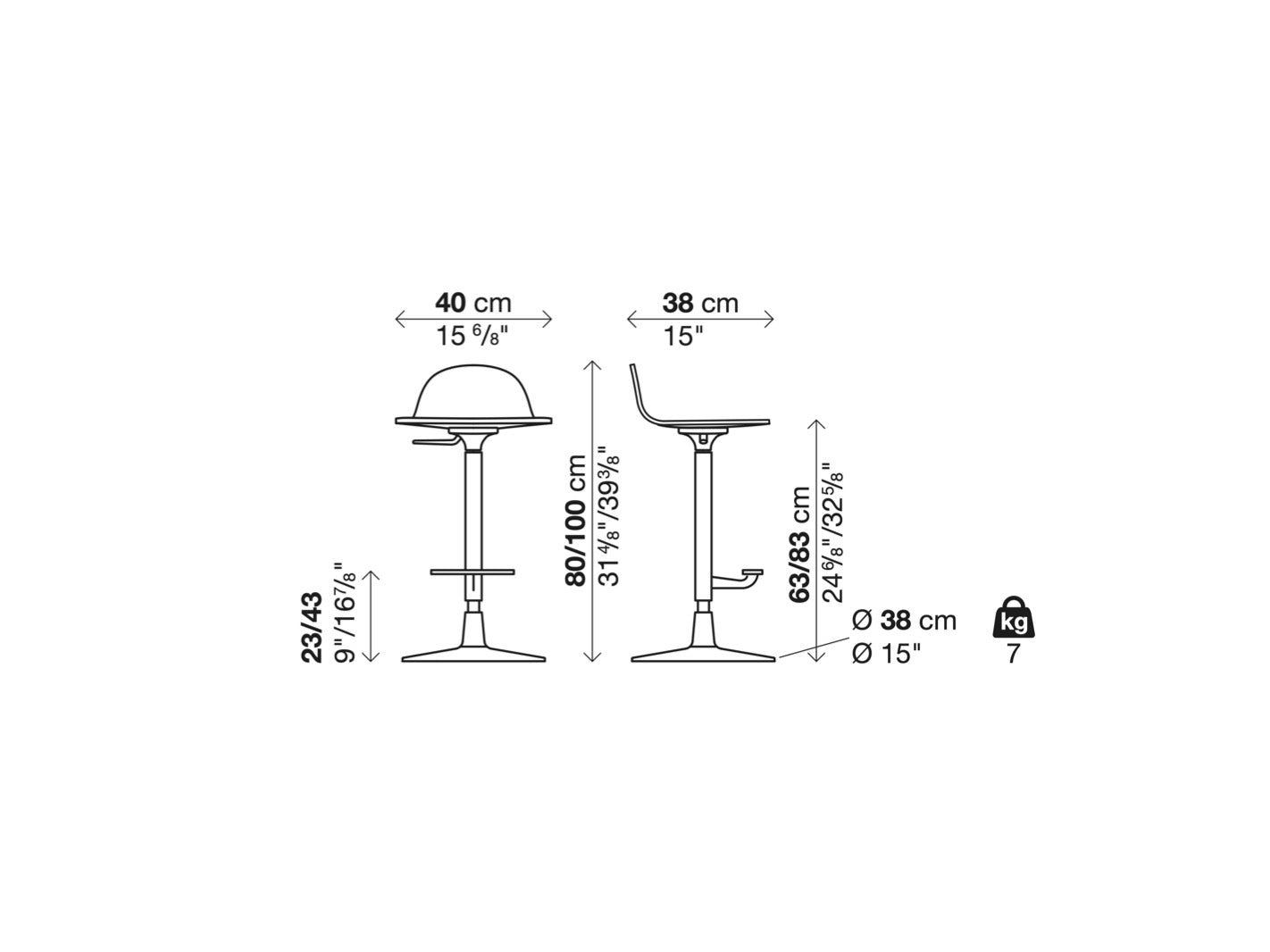 Pilat Adjustable Stool 升降吧台椅 木質低椅背款