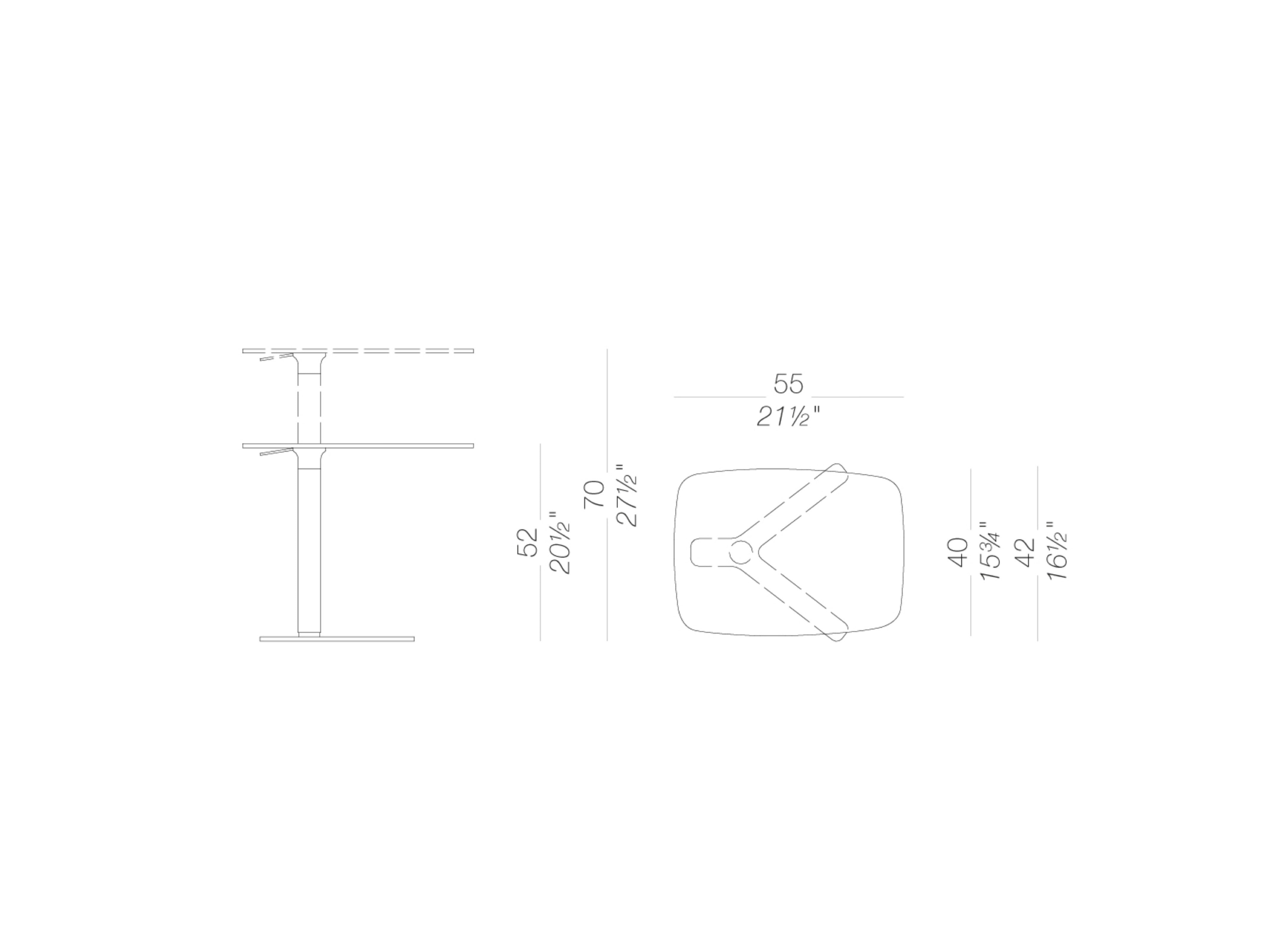 Yo Adjustable Side Table - 方形圓角升降邊桌